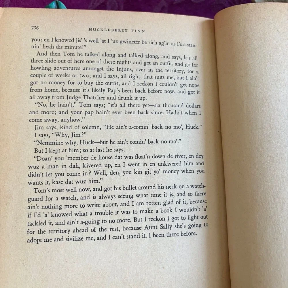 1951 The Adventures of Huckleberry Finn by Mark Twain, Illustrated Vintage Book